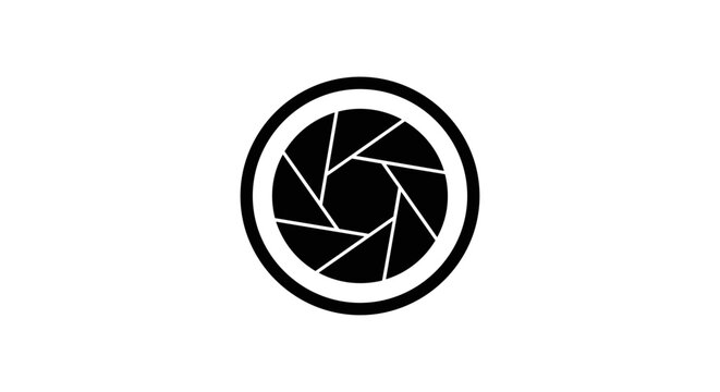 Camera shutter icon graphic symbol.