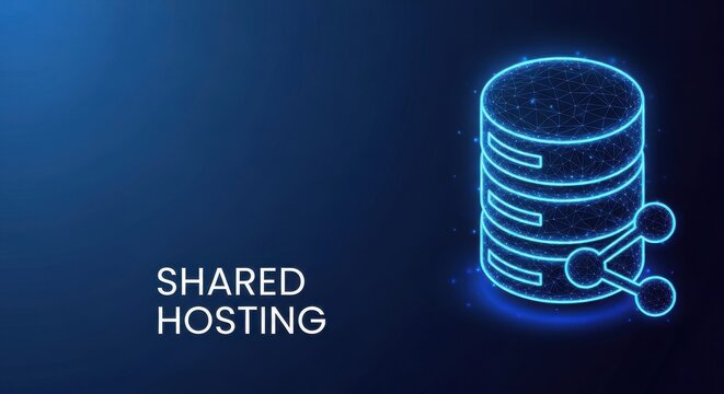 Glowing Blue Server Stack Representing Shared Hosting Service in a Digital Network