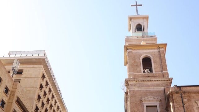 historic clock tower and stone facade in central Beirut. Traditional architecture showcasing the French Mandate style and heritage of the Lebanese capital