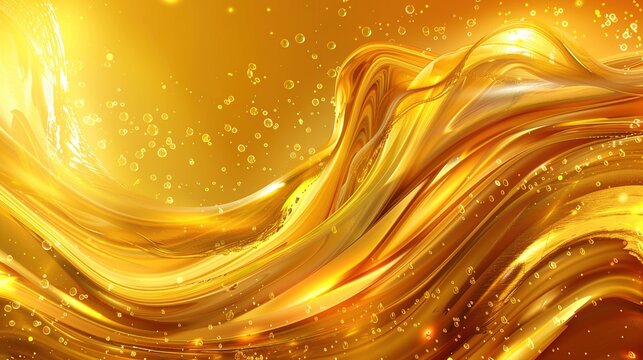 Abstract Artistic Effect with Flowing Golden Liquid and Light
