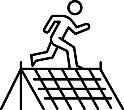 Man Running on Obstacle Course Net Line Art Icon