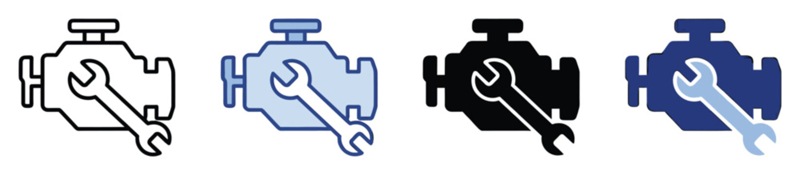 Automotive engine maintenance and repair icon representing vehicle service or mechanic work for auto industry applications