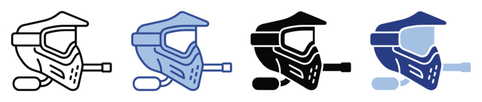 Paintball mask and protective gear icon for sports equipment advertising and safety accessory applications