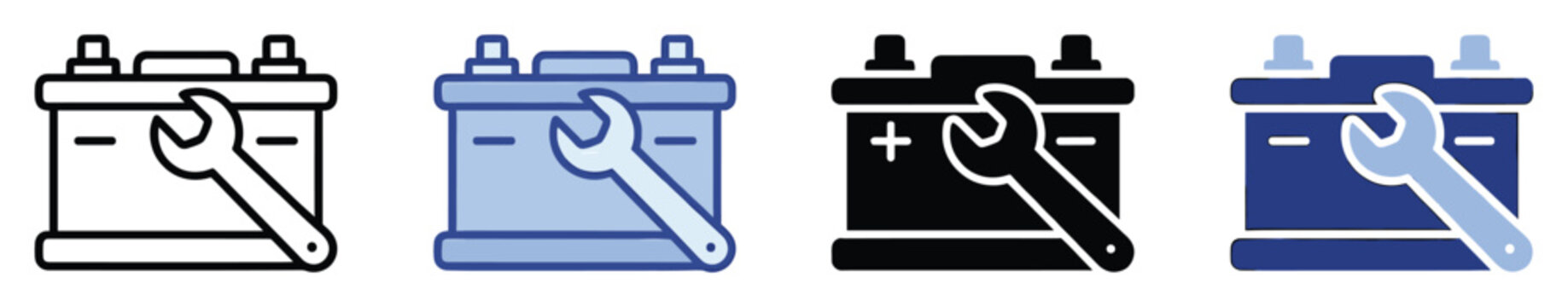 Automotive battery repair icon for vehicle maintenance, service centers, and auto mechanic applications.