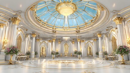 Obraz premium Luxurious Grand Hall with Dome Ceiling and Gold Accents