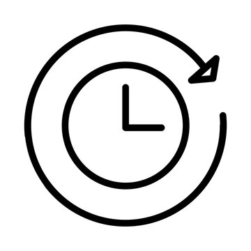 Outline of a clock surrounded by a circular arrow symbolizing the process of reloading or attempting a task again