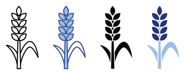 Fototapeta premium Essential wheat grain plant symbols perfect for agricultural applications, food packaging, and healthy lifestyle branding