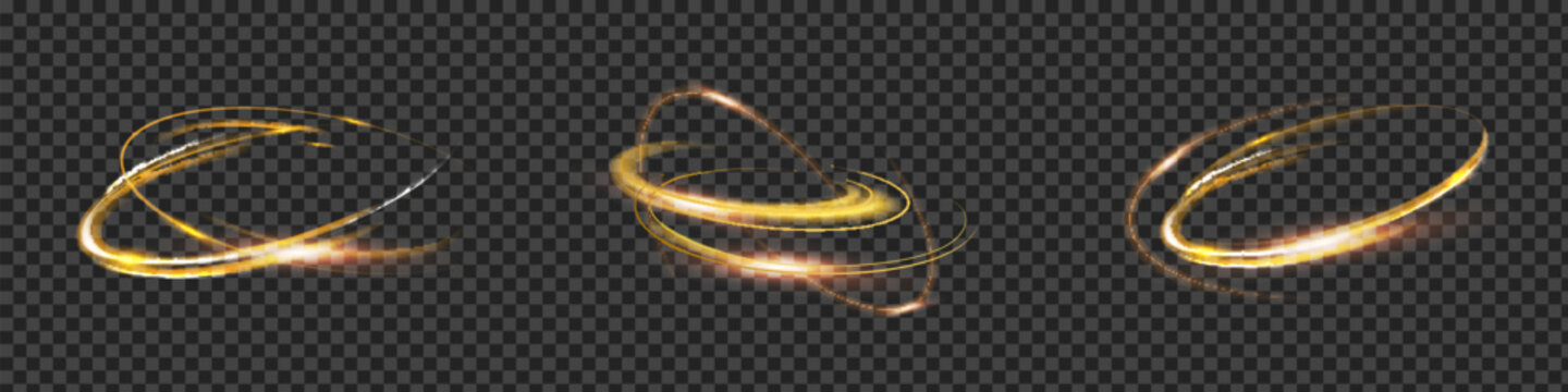 Curve golden line light effect. Smooth holiday light line with lighting effects. Light cool whirlwind. curve light effect.