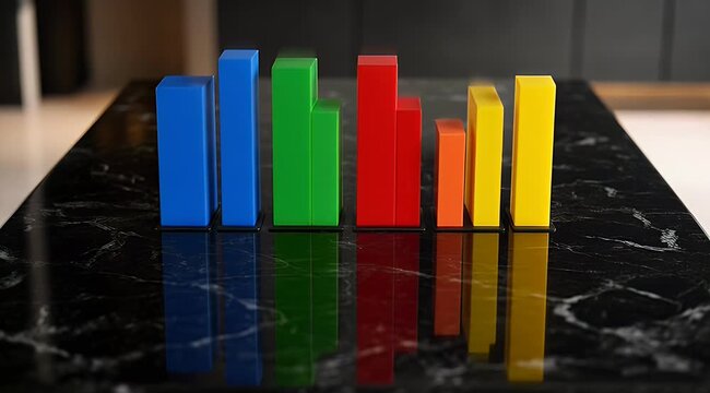 Colorful business bar chart infographic blocks, data visualization for financial reports, marketing strategy planning