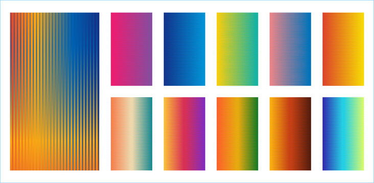 abstract blurred halftone gradient vertical 16:9 background set, smartphone cartoon style vector wallpaper collection
