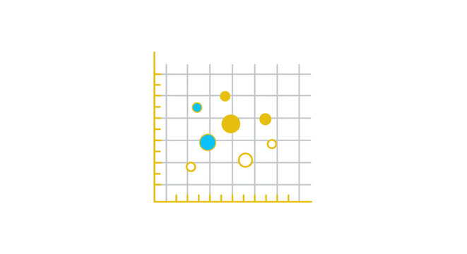 Abstract scatter plot with colorful circles representing data points.