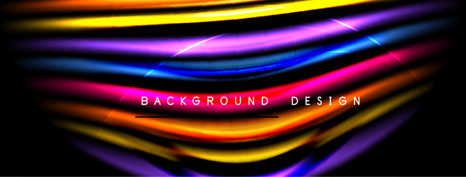 Abstract colorful lines create dynamic background. Bright shades blend, forming modern design element. Vivid gradients offer visual impact.