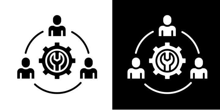 Organizational Restructuring Icon Set White Glyph Style Collection 
