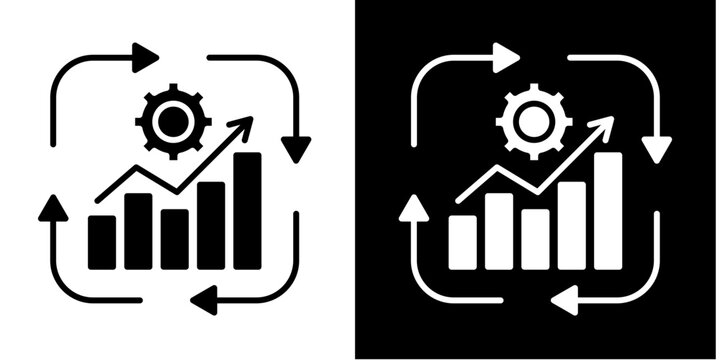 Continuous Improvement Icon Set White Glyph Style Collection 
