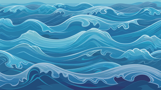 Soothing ocean waves vector seamless pattern calming sea background minimalist marine design relaxing water texture modern style