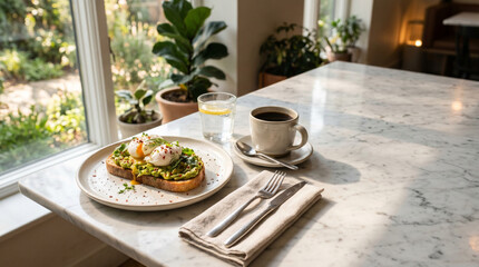 Fototapeta premium Luxury Healthy Breakfast Lifestyle Sunlight Premium Concept