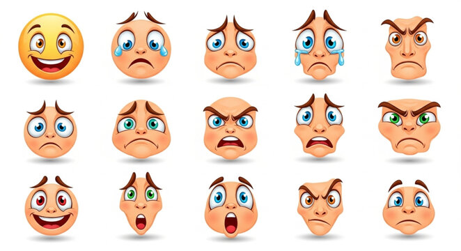 Cartoon Emotions Facial Expressions.