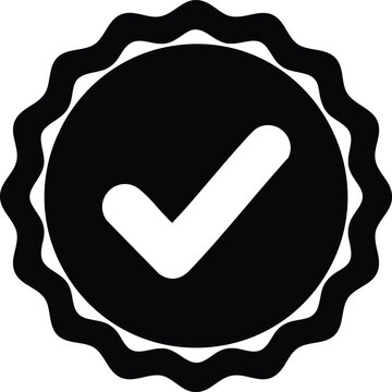Black and white check mark with ribbon border