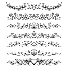 Fototapeta premium elegant floral wedding dividers and borders seamless pattern vector illustration