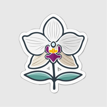 Stylized White Orchid Flower Illustration