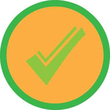 Green and orange checkmark inside a circle
