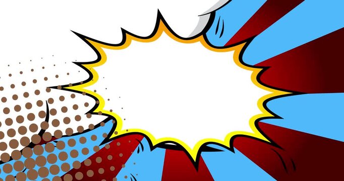 Cartoon background animation, comic book backdrop video. Retro comics pop art design.