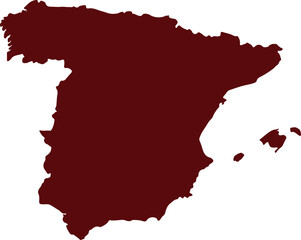 Obraz premium Yellow silhouette map of spain including the balearic and canary