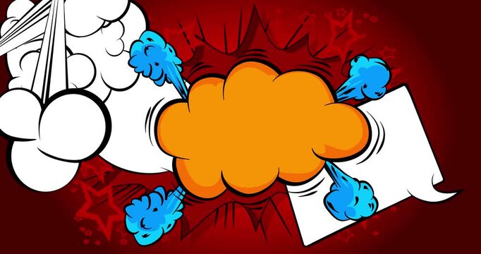 Cartoon background animation, comic book backdrop video. Retro comics pop art design.