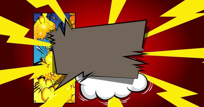 Cartoon background animation, comic book backdrop video. Retro comics pop art design.