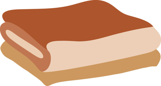 Folded brown blanket with layered edges illustration