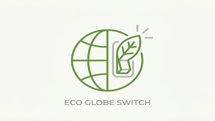 Obraz premium Minimalist globe icon with a leaf-shaped light switch