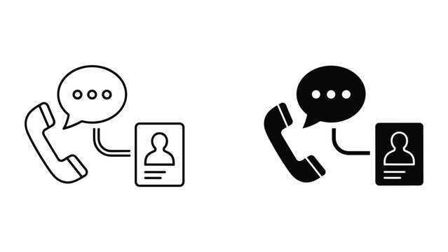 Vector icons of phone and chat with user id for communication or contact