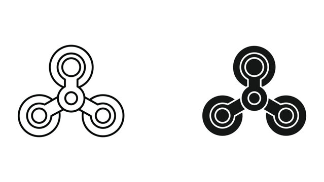 Two fidget spinners in black and white on a plain white background