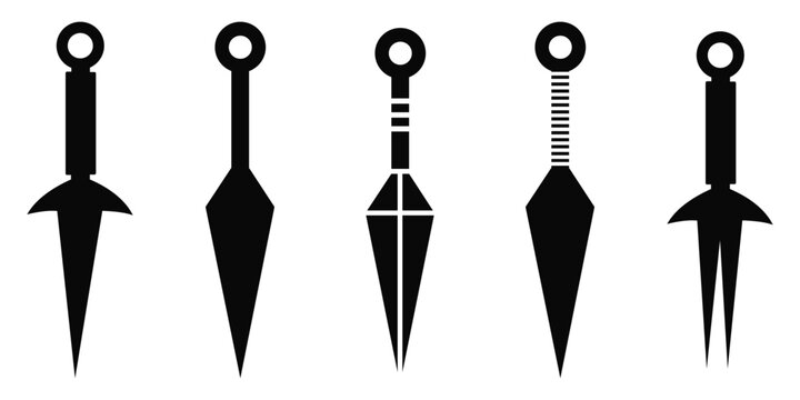 Kunai Ninja Knife Icon Vector &ndash; Minimalist Shuriken Weapon Symbol for Martial Arts, Stealth, Gaming Clans and 
Security Logo Design