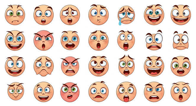 Collection of Cartoon Emotive Faces.