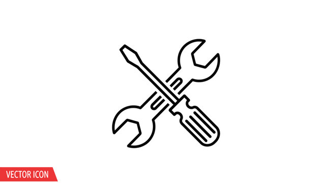 Crossed Wrench and Screwdriver Tools.