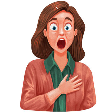 a woman with an astonished expression