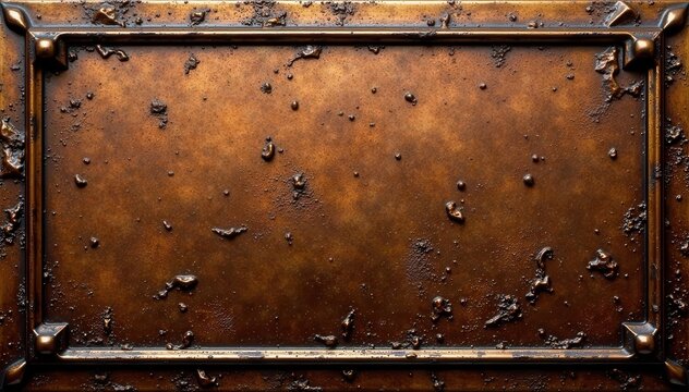 Textured bronze plaque, wide format, metallic sheen , textured metal, shadow, metal