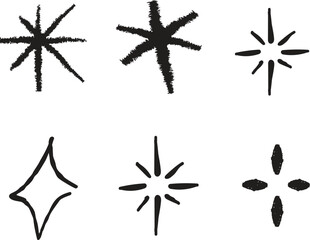 Obraz premium Star icon set sketch hand drawn line brush icon set collection group minimalist doodle symbol outline graphic element isolated vector design decorative celestial shape simple artistic mark.