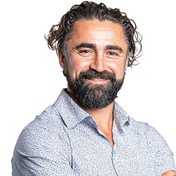 Smiling bearded man, casual shirt, portrait, adult male, business casual isolated on Transparent Background