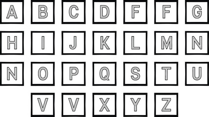 Children alphabet typography vector set, educational icon collection of stylish letters A–Z, minimal yet classy design suitable for learning materials, preschool tools, and educational graphics. © MASUD MOMENA