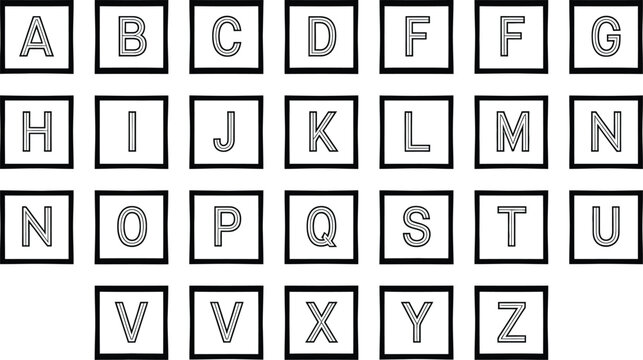 Children alphabet typography vector set, educational icon collection of stylish letters A&ndash;Z, minimal yet classy design suitable for learning materials, preschool tools, and educational graphics.
