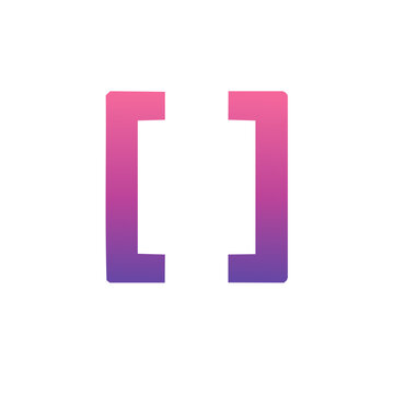 A pink and purple gradient square bracket symbol