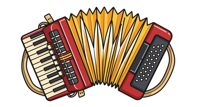 Vibrant Illustrated Accordion Musical Instrument Design.