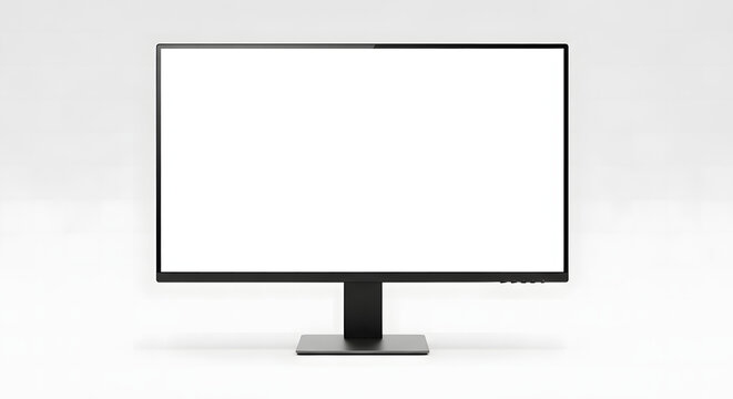 Sleek desktop computer monitor featuring a large blank white screen suitable for professional digital marketing display and graphic design projects