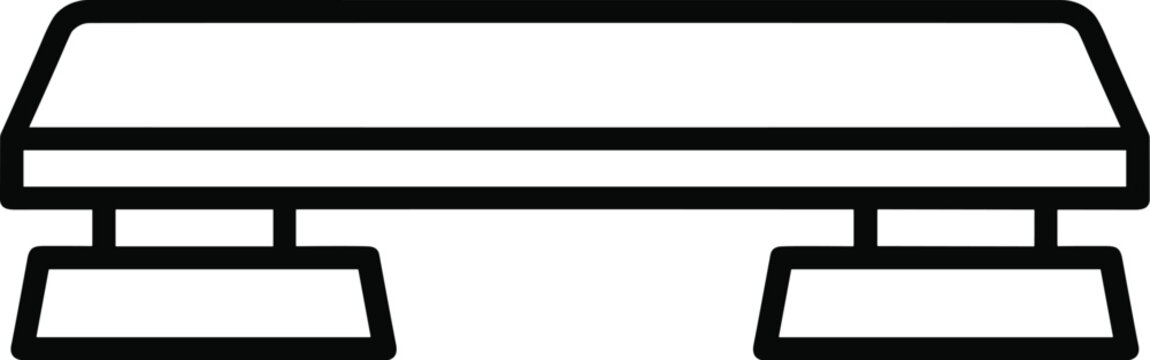 Minimal workout bench line icon, gym fitness strength training equipment for weight lifting exercise, clean outline vector illustration isolated