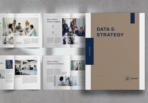 Minimal Beige Blue Data Business Report Brochure Layout