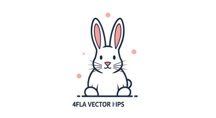 Fototapeta premium A charming illustration of a white rabbit with long ears set against a soft pink backdrop