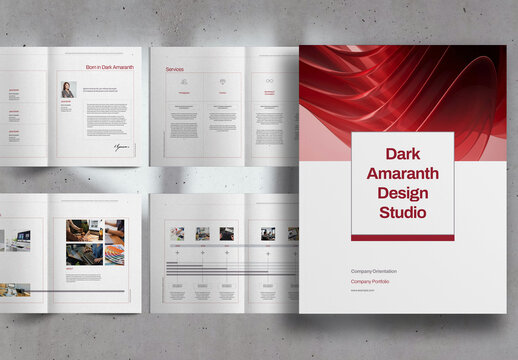 Dark Amaranth Modern Design Studio Portfolio Brochure Layout
