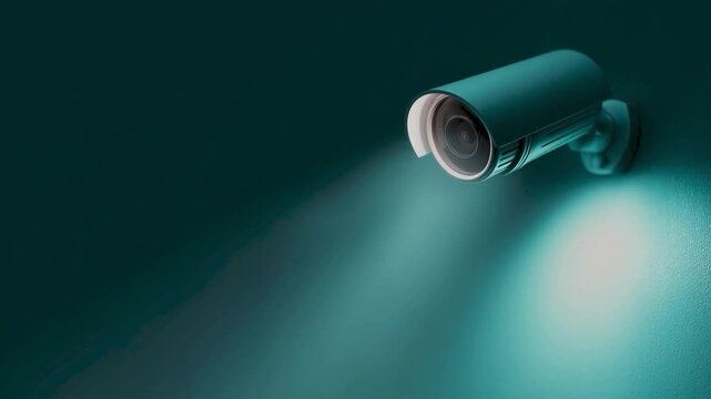 Security camera, surveillance light, CCTV, night vision, teal